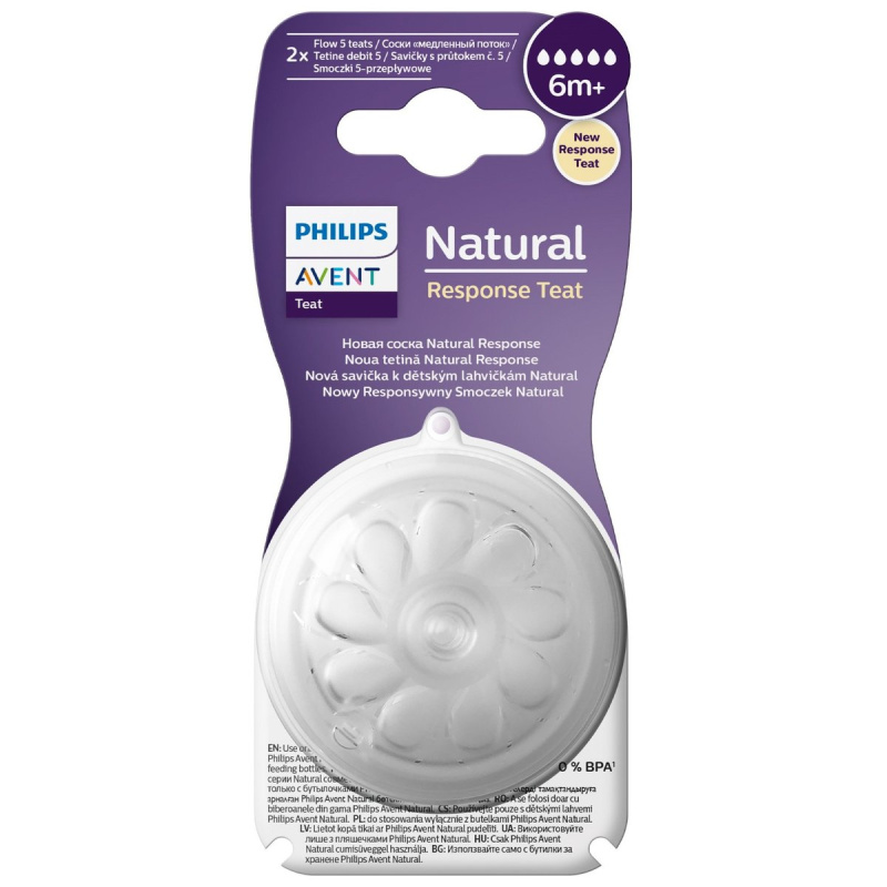 Philips AVENT Savička Natural Response 5 rychlý průtok 6m+, 2 ks