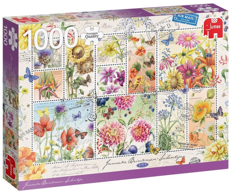 Jumbo puzzle letní květinové známky 1000 dílků
