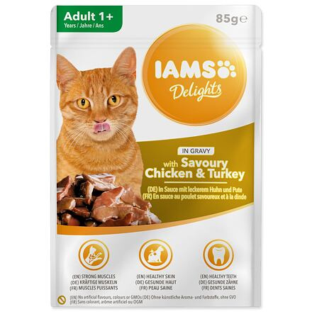Kapsička IAMS Delights kuře a krůta masem v omáčce 85 g