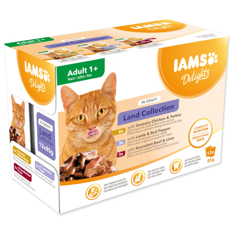 Kapsičky IAMS Delights suchozem. maso v omáčce multipack (12x85gr) 1020 g