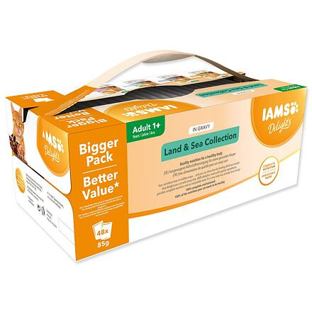 Kapsičky IAMS Delights mořské a suchozem. maso v omáčce multipack (48x85g) 4080 g