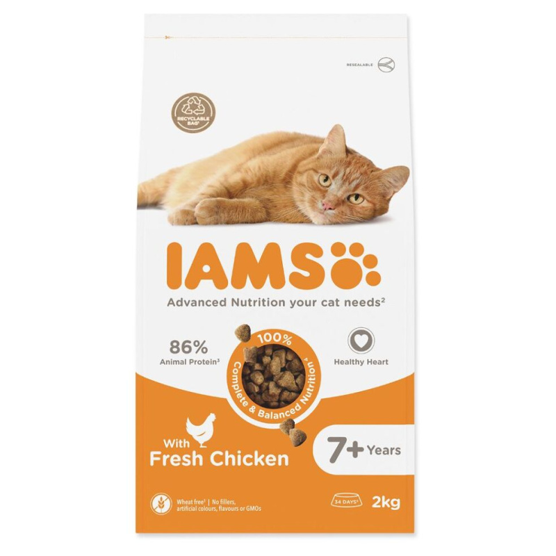 IAMS for Vitality Senior Cat Food with Fresh Chicken  10 kg
