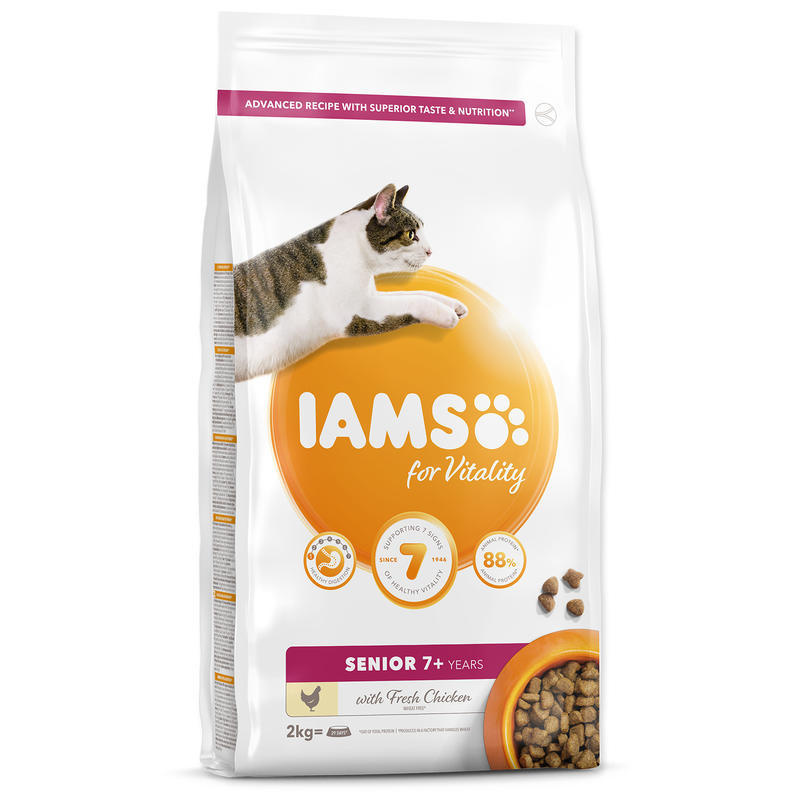 IAMS for Vitality Senior Cat Food with Fresh Chicken  2 kg