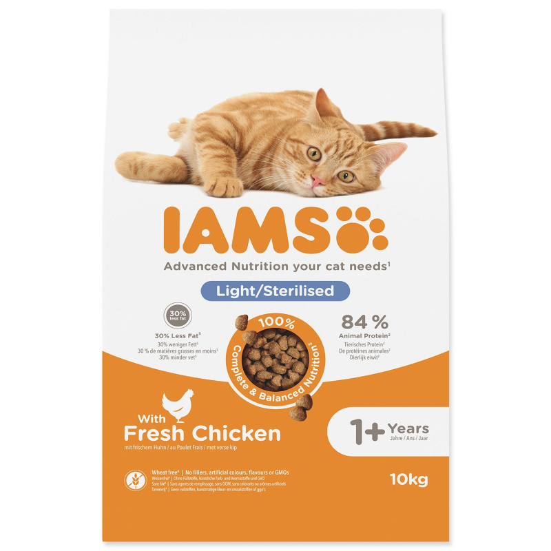 Krmivo IAMS Cat Adult/Senior Weight Control/Sterilized Chicken 10 kg