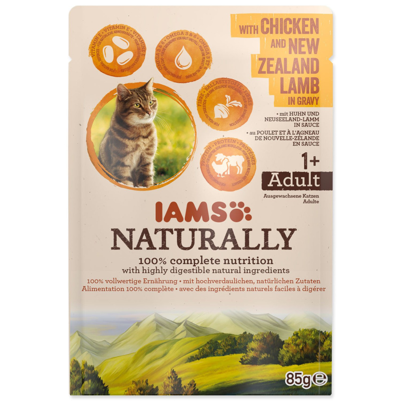 Kapsička IAMS Naturally kuře & jehněčí v omáčce 85 g