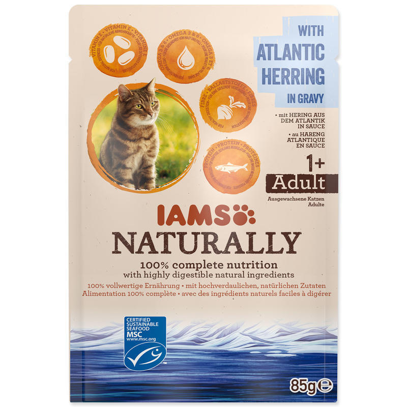 Kapsička IAMS Cat Naturally with Atlantic Herring in Gravy 85g