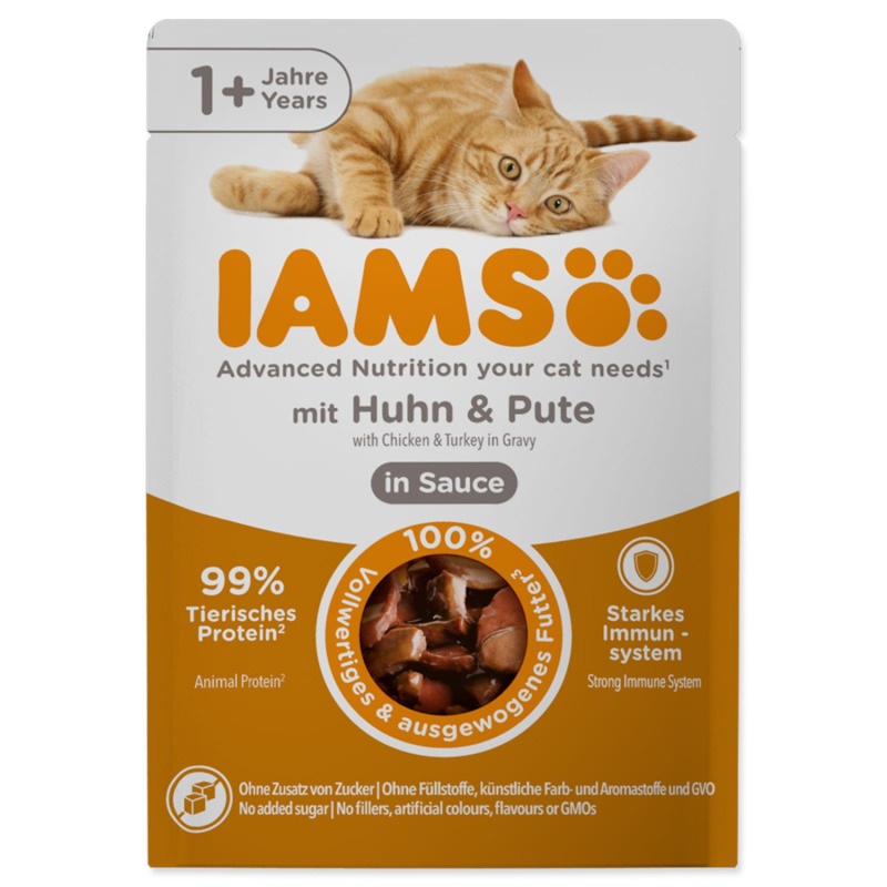 Kapsička IAMS Delights Adult kuře a krůta masem v omáčce 85g