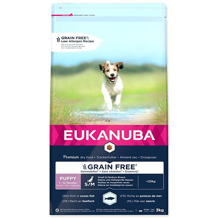 EUKANUBA Puppy & Junior Small & Medium Breed Grain Free Ocean Fish 3 kg