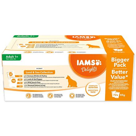 Kapsičky IAMS Delights mořské a suchozem. maso v omáčce multipack (72x85g) 6120 g