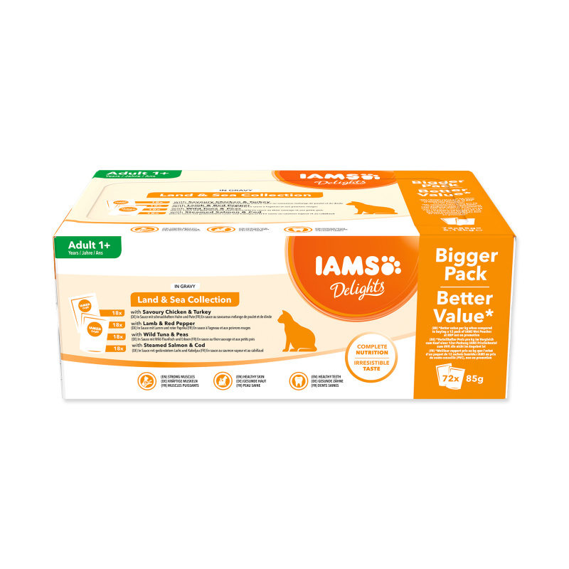 Kapsičky IAMS Delights mořské a suchozem. maso v omáčce multipack (72x85g) 6120 g