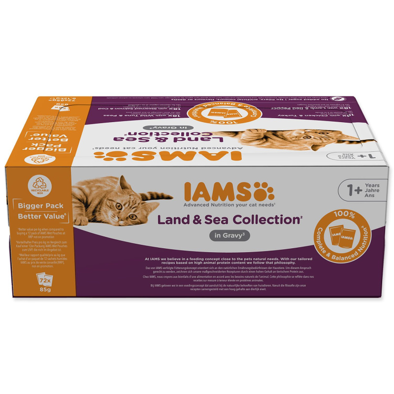 Kapsičky IAMS Delights mořské a suchozem. maso v omáčce multipack (72x85g) 6120 g