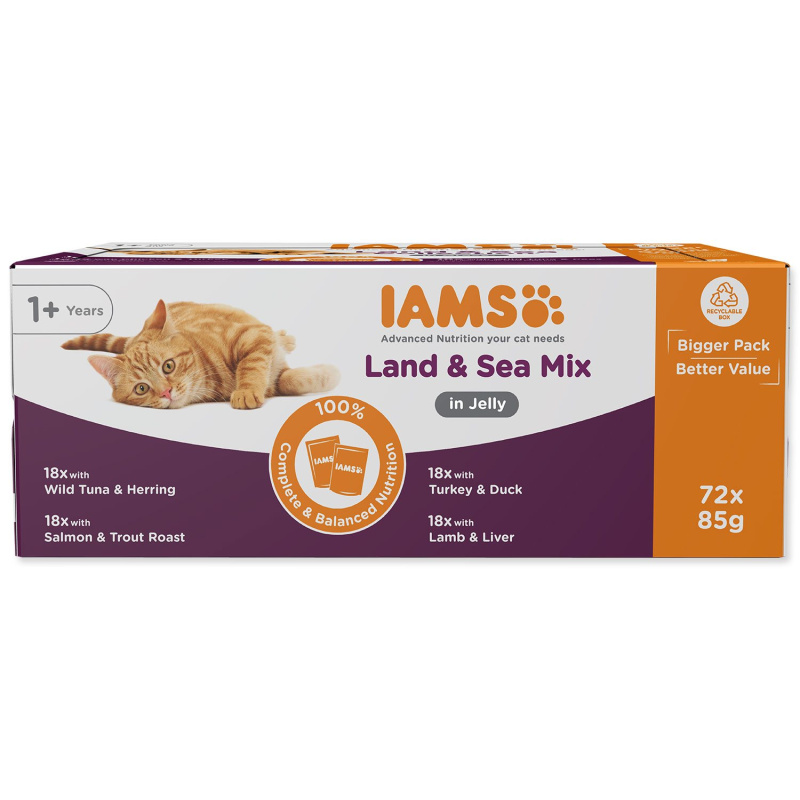 Kapsičky IAMS Delights mořské a suchozem. maso v želé multipack (72x85g) 6120 g