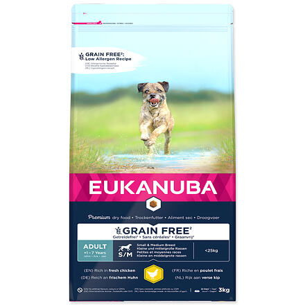 EUKANUBA Adult Small & Medium Breed Grain Free Chicken 3 kg