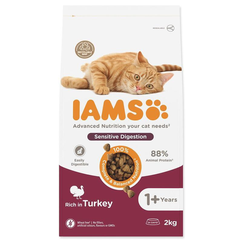 Krmivo IAMS Cat Adult Sensitive Digestion Turkey 2kg