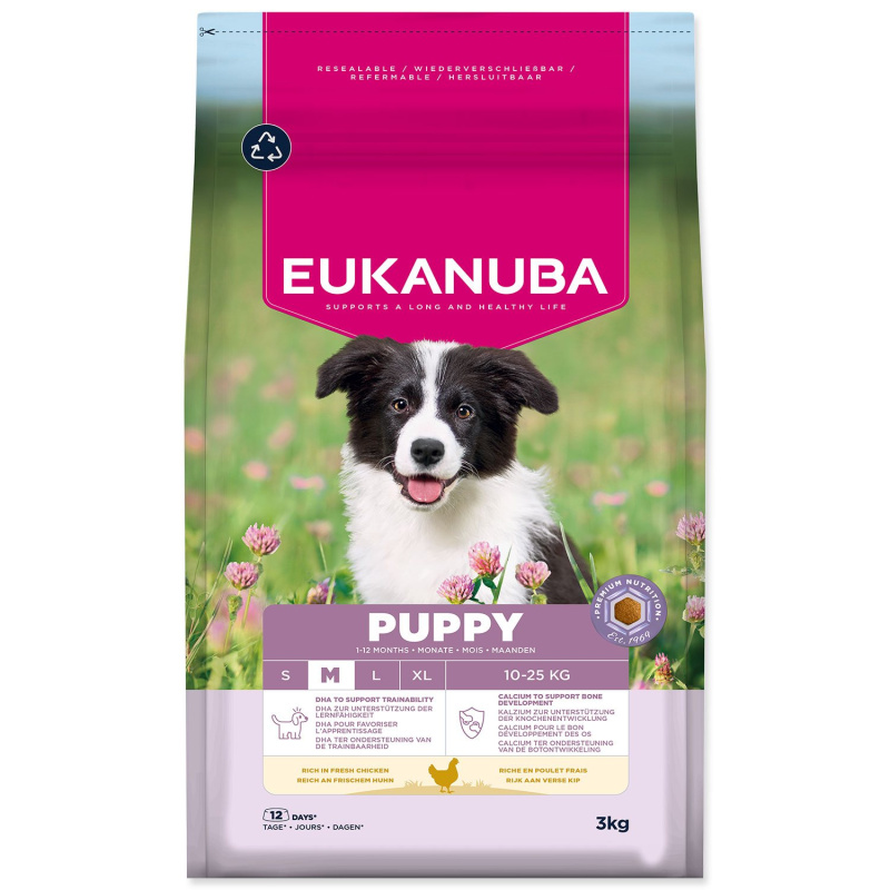 Krmivo EUKANUBA Puppy Medium rich in fresh chicken 3 kg