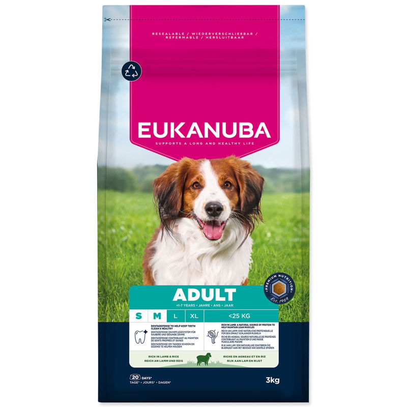 Krmivo EUKANUBA Adult Small and Medium breed rich in lamb 3 kg