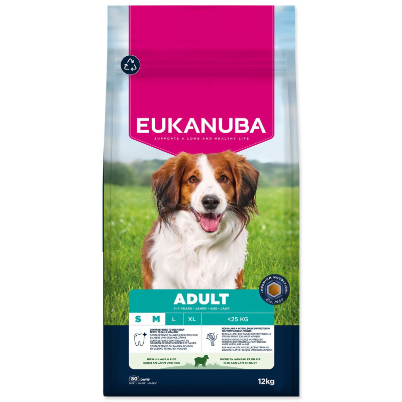 Krmivo EUKANUBA Adult Small and Medium rich in lamb 12 kg