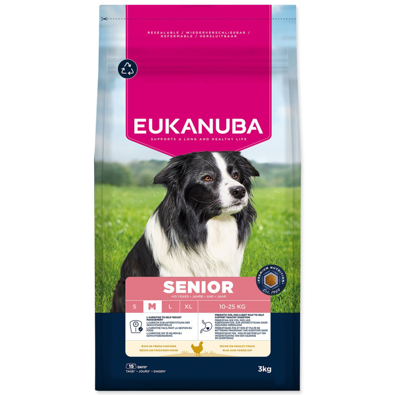 Krmivo EUKANUBA Senior Medium rich in fresh chicken 3 kg