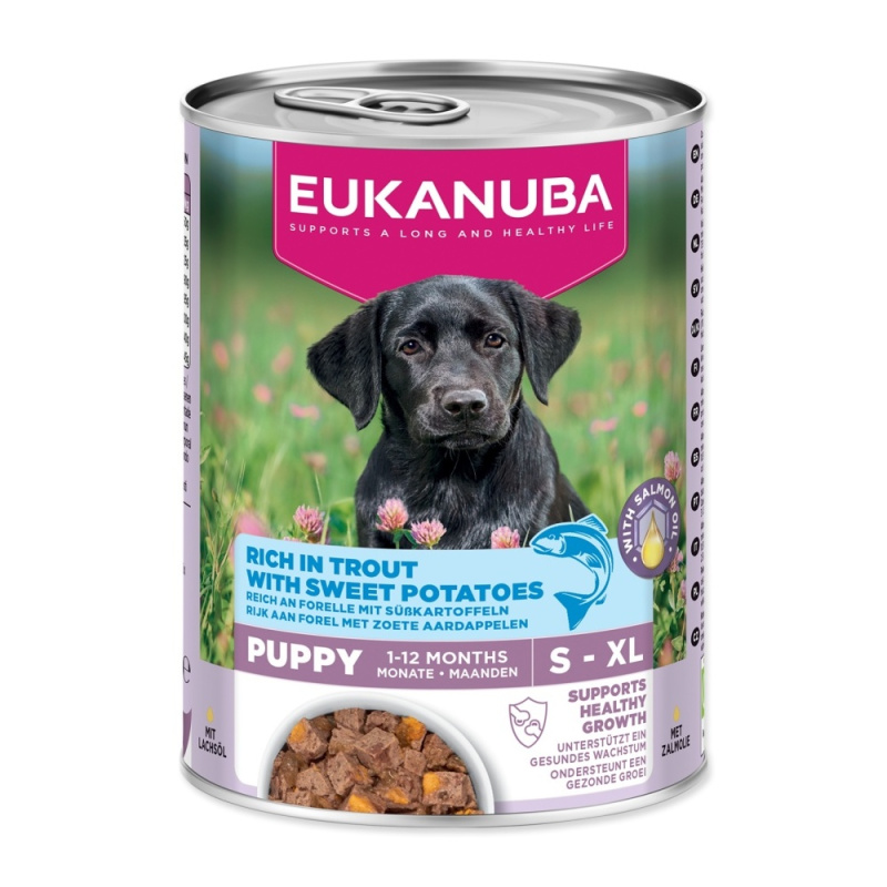 Konzerva EUKANUBA Puppy bohatá na pstruha s batáty 400 g