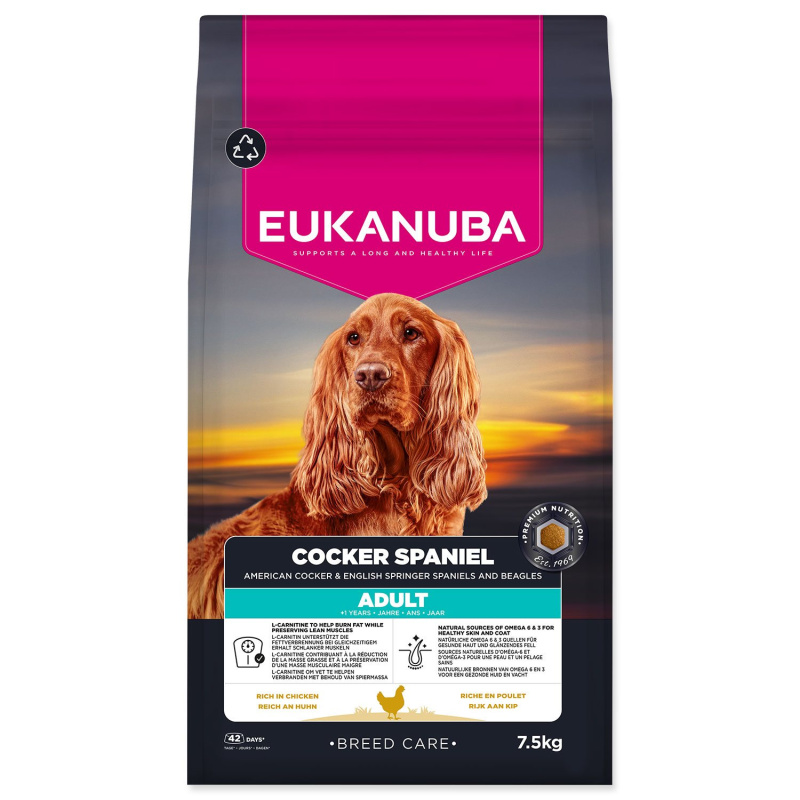 Krmivo Eukanuba Breed Care Adult chicken Cocker Spaniel 7,5 kg