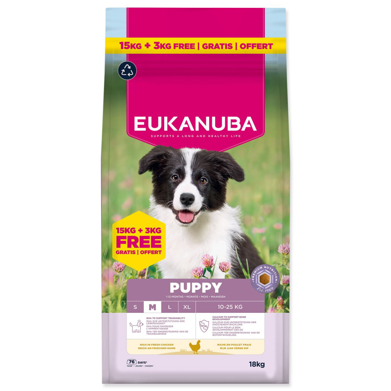 Krmivo Eukanuba Puppy Medium Chicken 15+3 kg