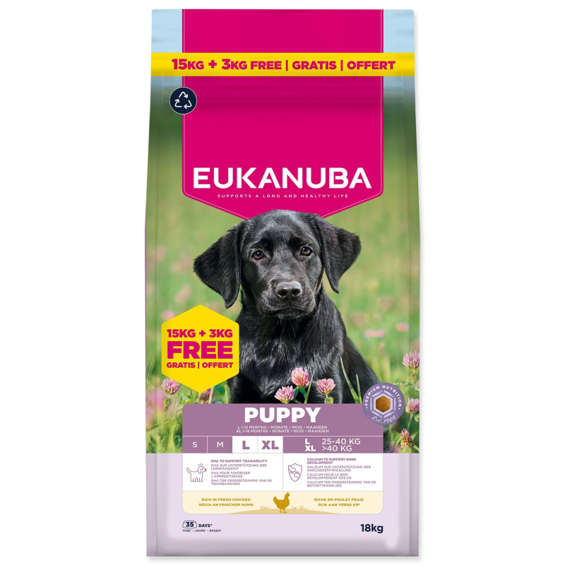 Krmivo Eukanuba Puppy Large Breed Chicken 15+3 kg