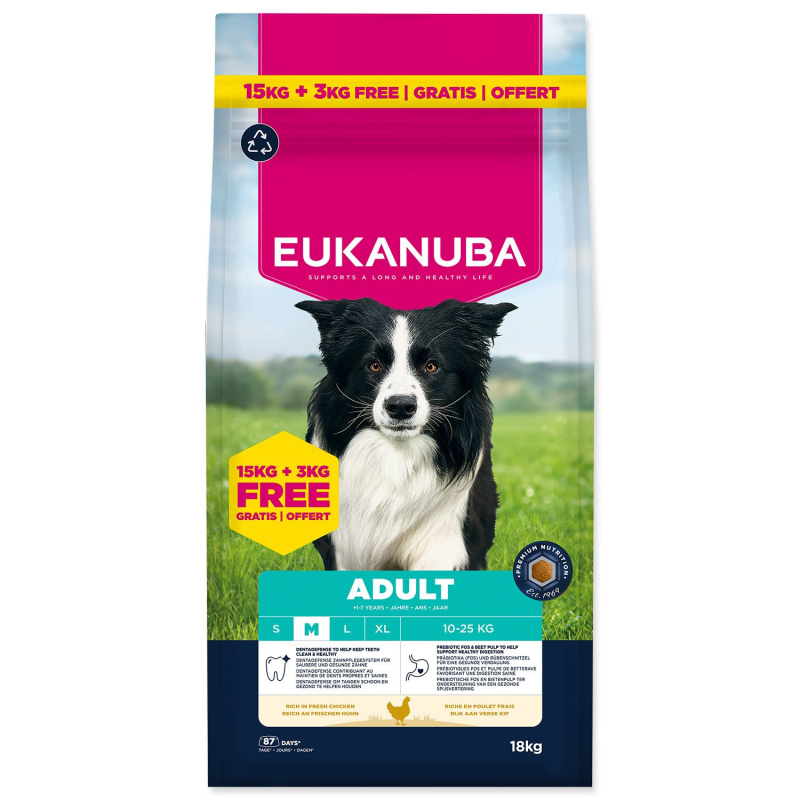 Krmivo Eukanuba Adult Medium Chicken 15+3 kg