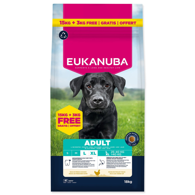 Krmivo Eukanuba Adult Large Breed Chicken 15+3 kg