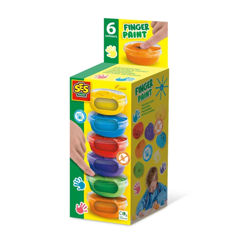 SES Prstové barvy malé kalíšky 6 x 45 ml