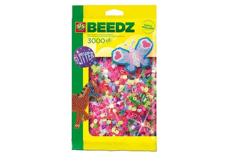 SES Creative zažehlovací korálky neonové s glitry 3000 ks