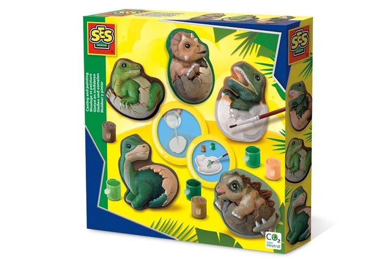 SES Creative sádrové odlitky a barvy – dinosauři z vajec