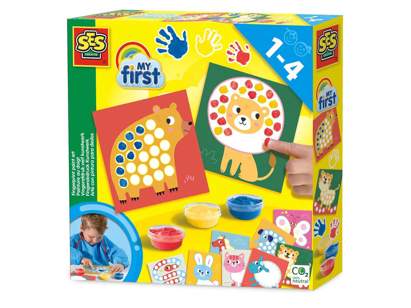 SES Creative Dobarvi si zvířátko baby set prstové barvy se šablonami