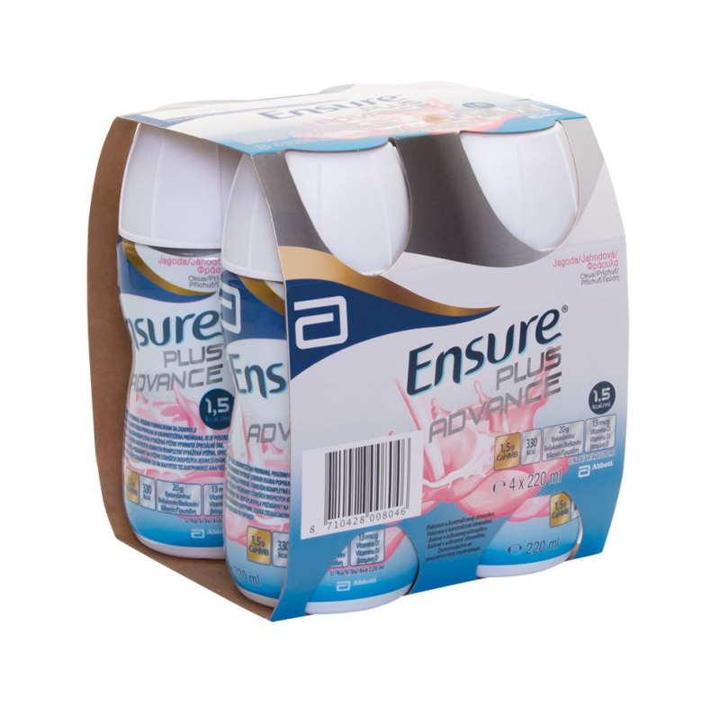 ENSURE PLUS Advance jahodová příchuť 4 x 220 ml