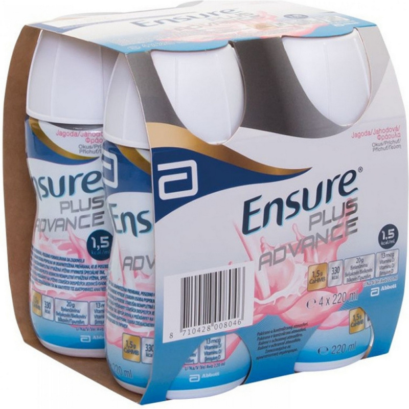 ENSURE PLUS JAHODOVÁ PŘÍCHUŤ perorální roztok 4X220ML