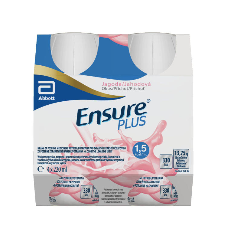 ENSURE PLUS JAHODOVÁ PŘÍCHUŤ perorální roztok 4X220ML