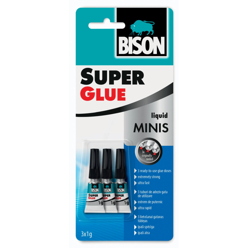 Vteřinové lepidlo Bison Super Glue Minis 3 x 1 g Bison