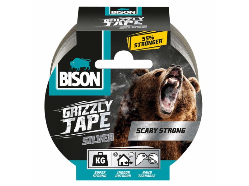 BISON lepicí páska GRIZZLY TAPE, stříbrná, 10 m