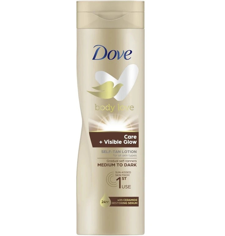 Dove Body Love samoopalovací mléko na tělo odstín Medium To Dark 250 ml