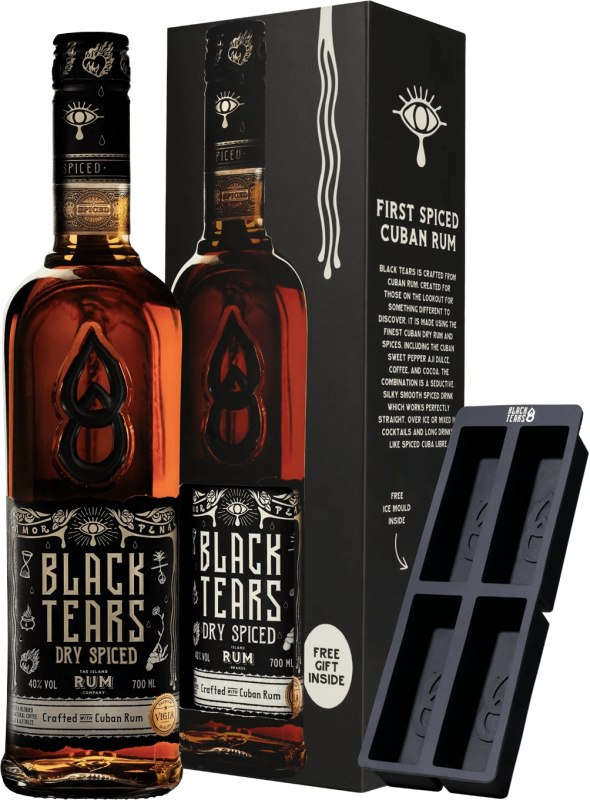 Black Tears Dry Spiced Rum v kartonu + forma na led 40% 0,7l (dárkové balení kazeta)