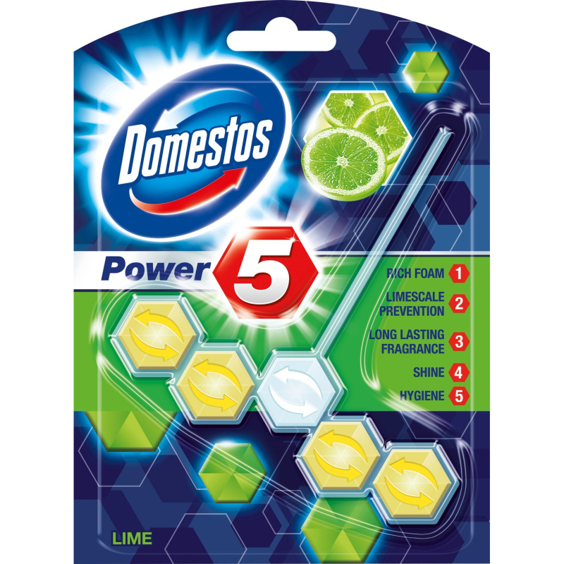 Domestos Power 5 Lime WC tuhý blok, 55 g