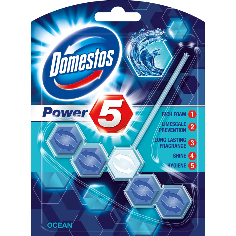 Domestos Power 5 Ocean WC tuhý blok, 55 g