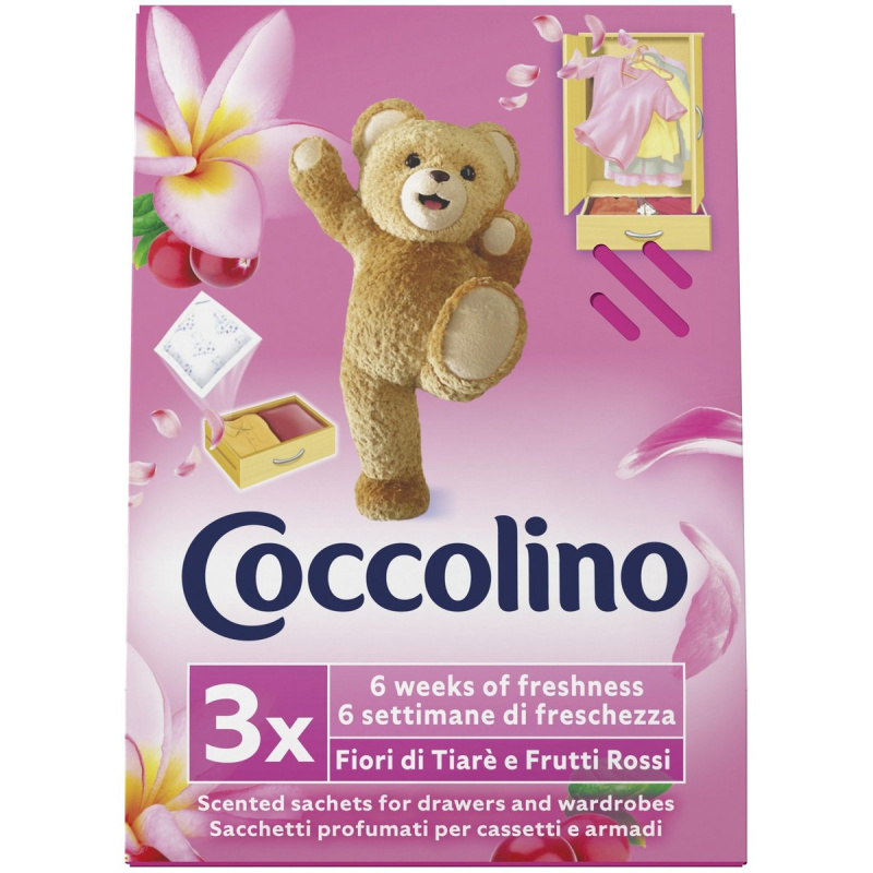 Coccolino Fiori si Tiaré e Frutti Rossi vonné sáčky do šatníku