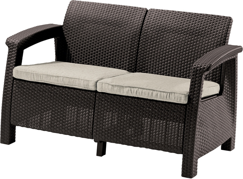 KETER Zahradní pohovka Allibert Corfu Love Seat - 128 x 70 x 79cm - hnědá / béžová