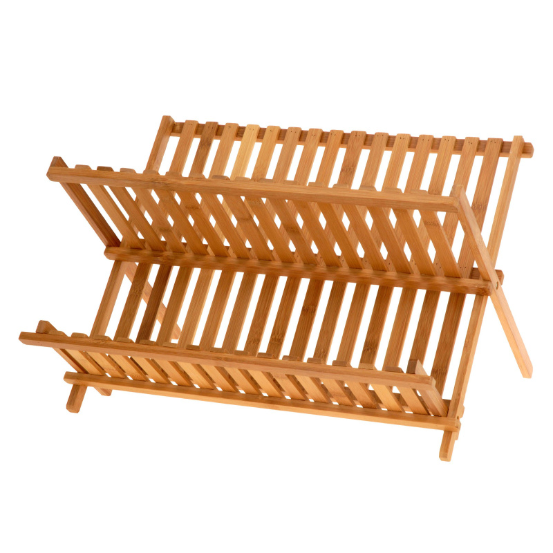 EH Excellent Houseware Bambusová sušička nádobí, kapání - 2 úrovně 784200210 hnědý