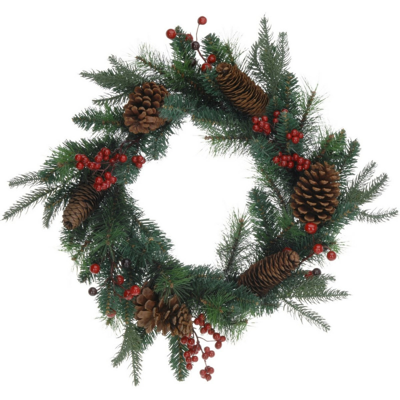 Home Styling Collection Vánoční věnec se šiškami, Ø 45 cm zelený 26085