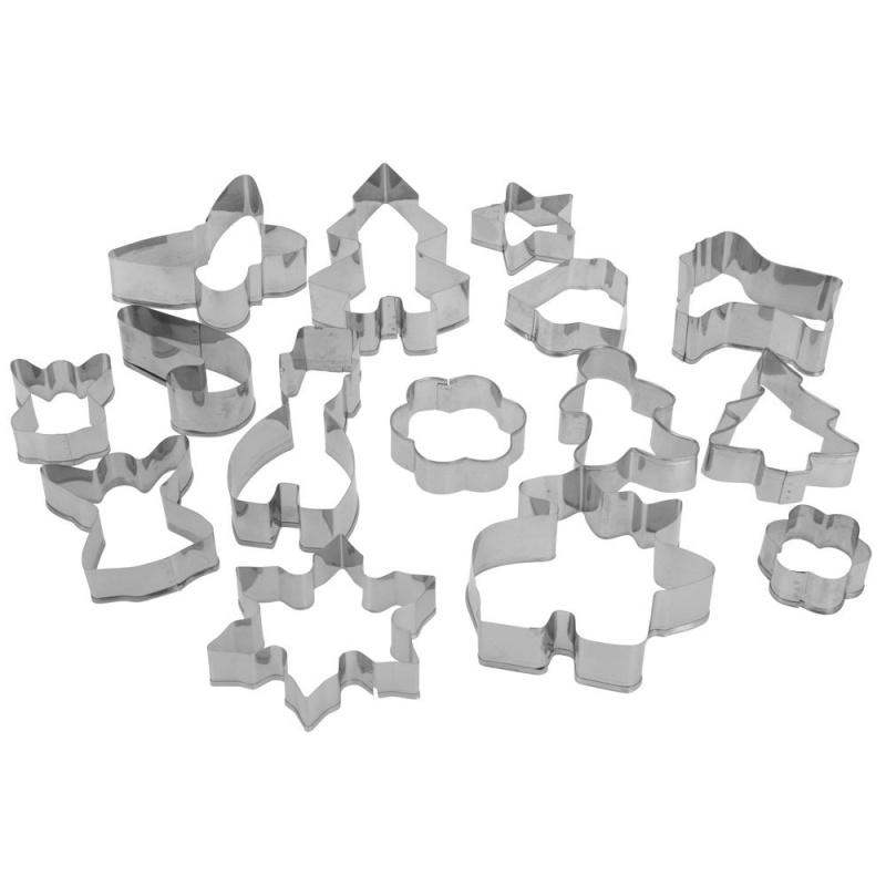 Formy na sušenky s vánočním motivem, 15 kusů, 17x8 cm, La Cucina stříbrná