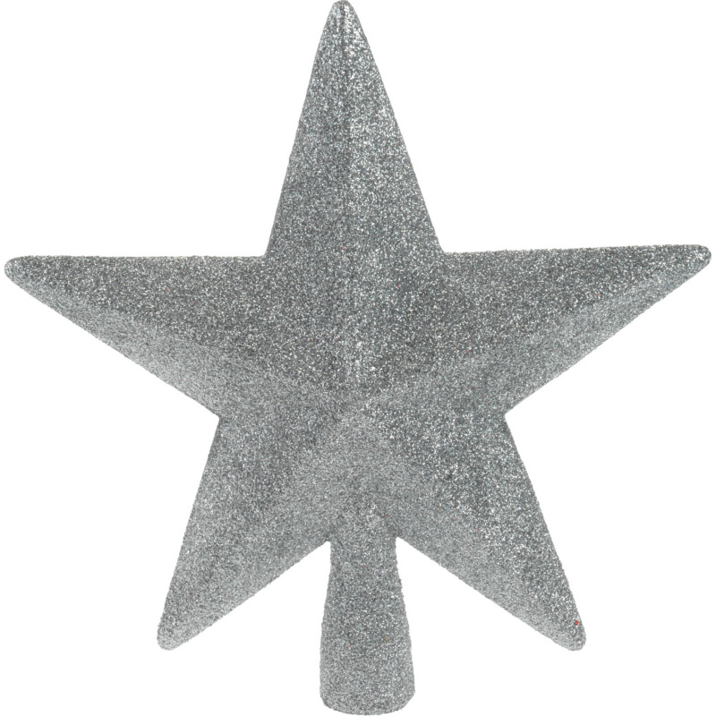 Home Styling Collection Špička na vánoční stromeček hvězda s třpytkami, 19 cm, stříbrná stříbrná
