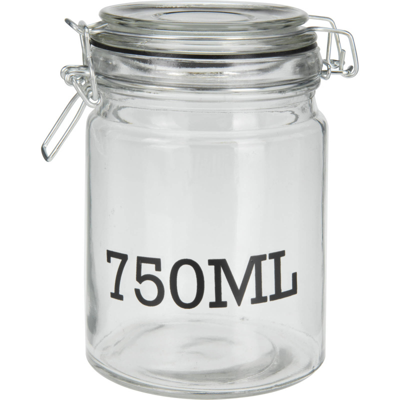 Home Styling Collection Dóza s víkem s klipem, s informací o kapacitě transparentní