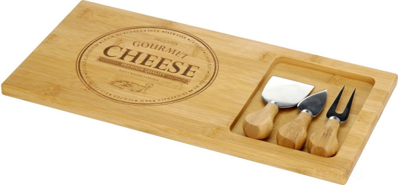 EH Excellent Houseware Bambusová prkénko na sýry a občerstvení + 3 nože 784210350 hnědá