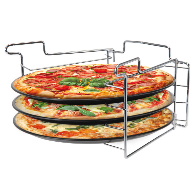 EH Excellent Houseware Stojan na pečení pizzy, sada 3 plechů na pečení 170420490 černá